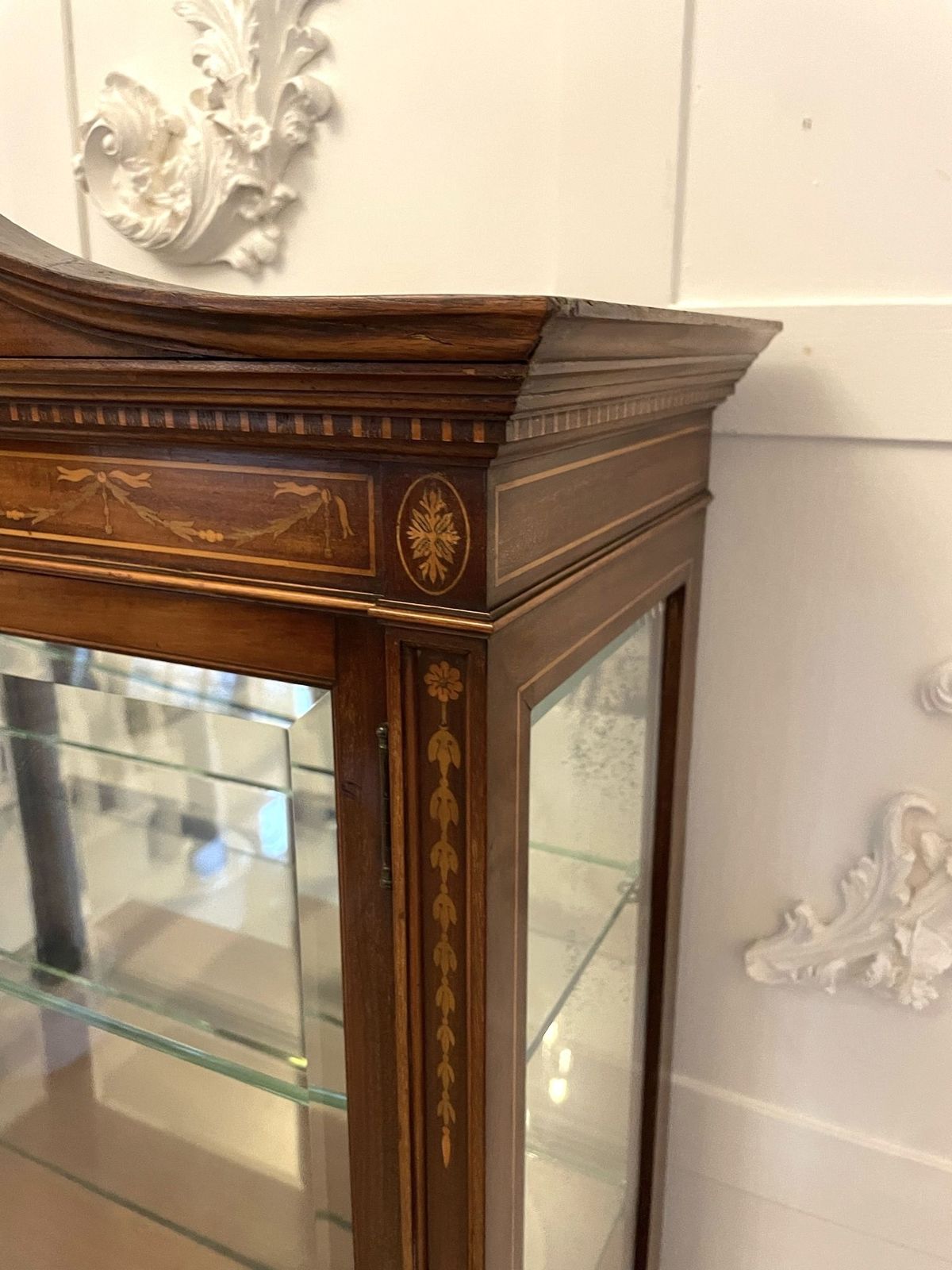 Outstanding Quality Antique 19th Century Mahogany Inlaid Display Cabinet photo furniture
