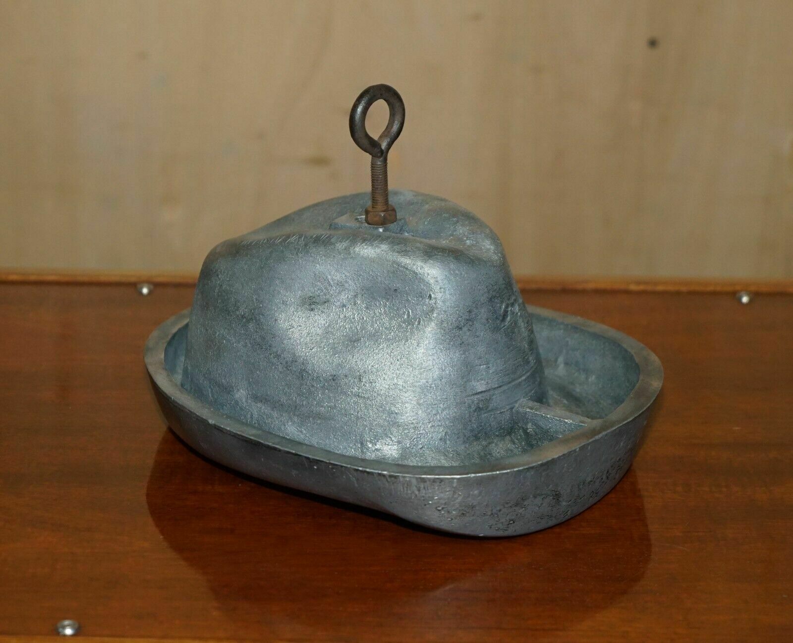 Antique Original Pewter Trilby Hat Stand Mold For Circa 1920's Art Deco Hats