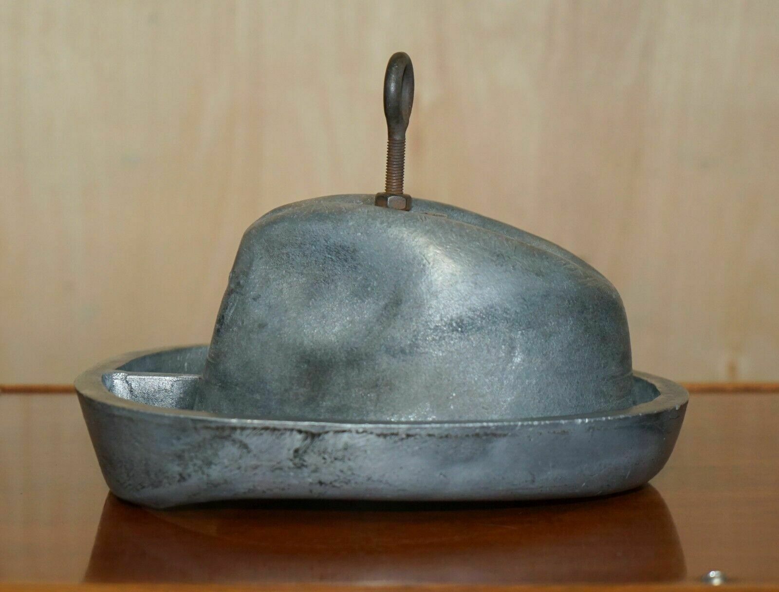 Antique Original Pewter Trilby Hat Stand Mold For Circa 1920's Art Deco Hats photo buy