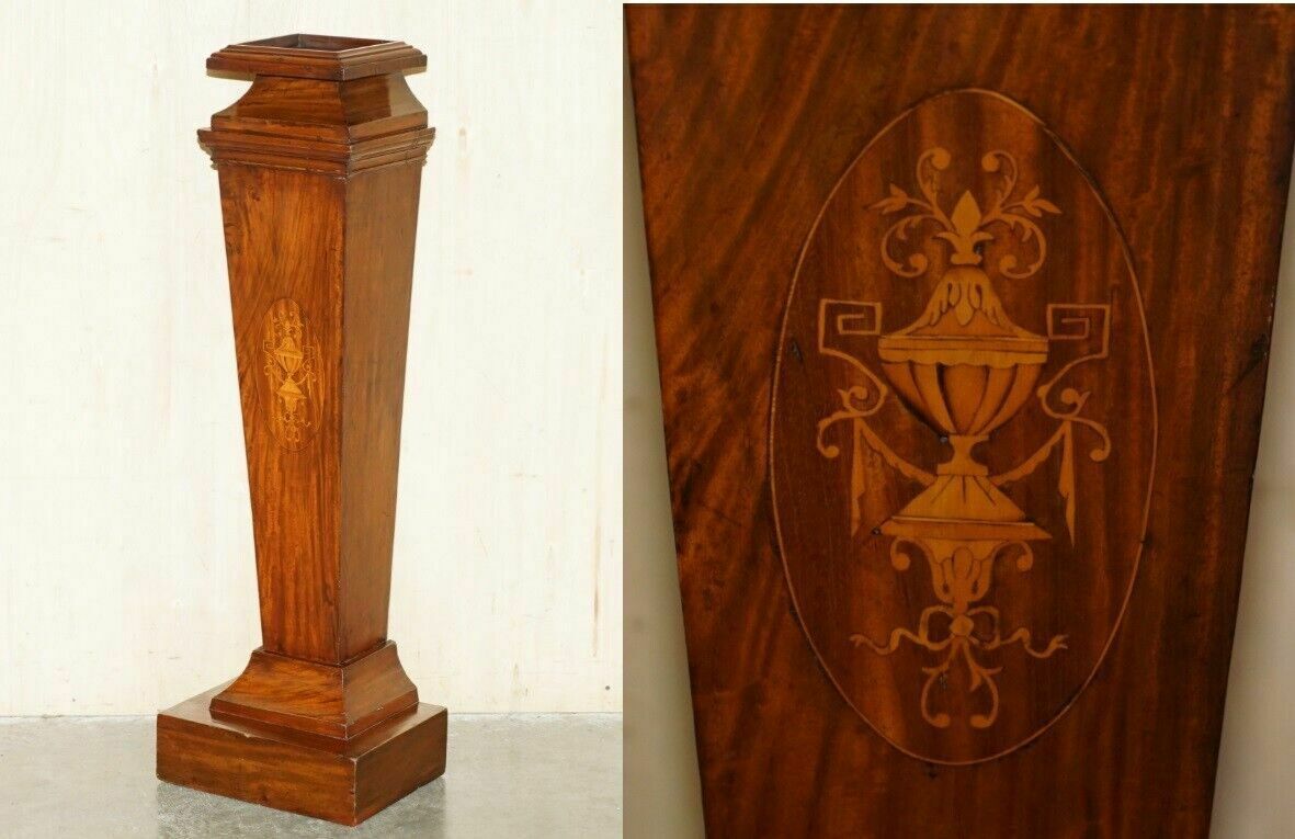 Restored Antique Circa 1870 Sheraton Walnut & Flamed Mahogany Jardiniere Stand