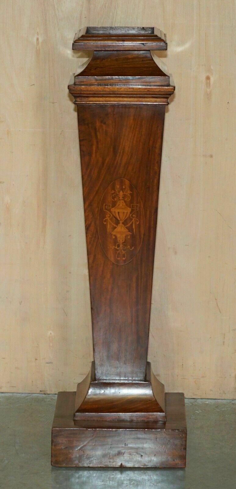 Restored Antique Circa 1870 Sheraton Walnut & Flamed Mahogany Jardiniere Stand photo for sale