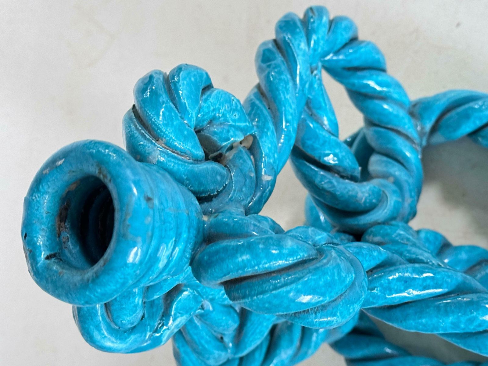 French Candle Holder Ceramic France 1970s In Twisted Ceramic Blue Color photo Home Decor