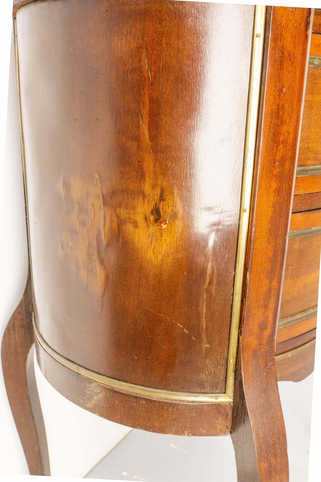 French Louis XV Kidney Style Iroko & Marble Top Little Chest Of Drawers, C 1960 photo Furniture