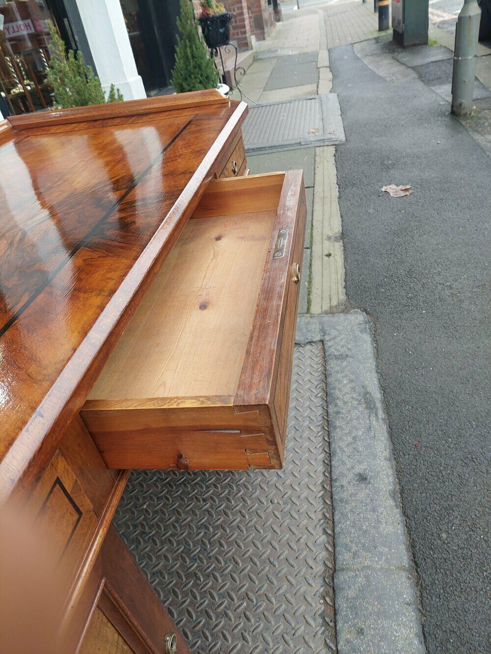 19thc Danish Burr Walnut Twin Pedestal Writing Desk photo for sale