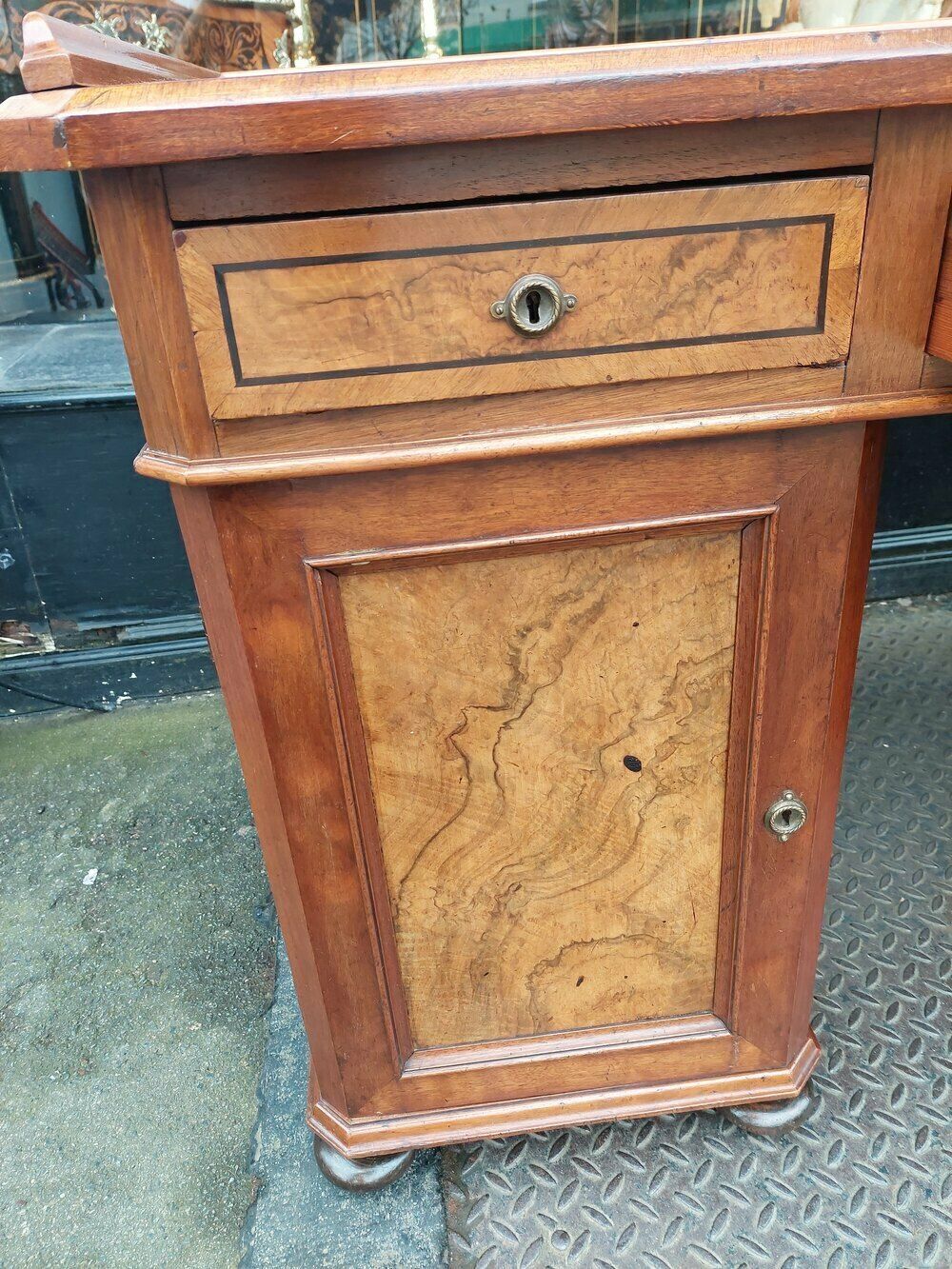 19thc Danish Burr Walnut Twin Pedestal Writing Desk photo Furniture