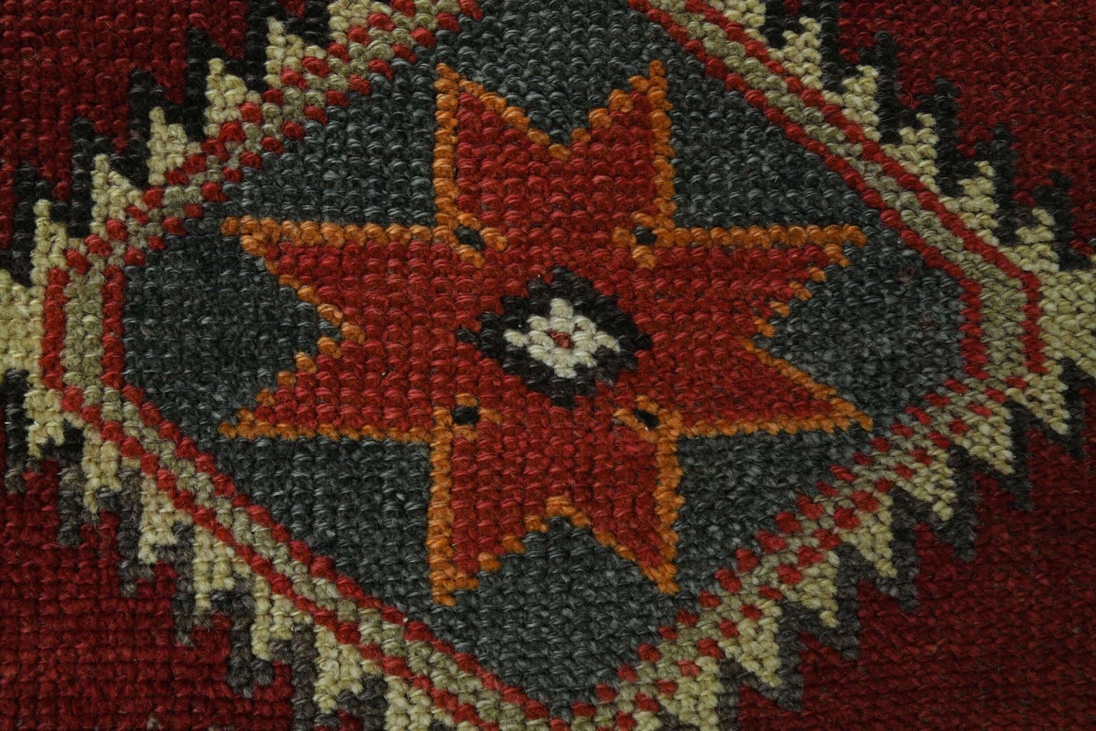 photo furniture 2.9x12.8 Ft Red Gray Decor, Handmade Turkish Vintage Rug, Wool Rug, Hallway Rug, Antique Rug, Oushak Wool Rug, Kitchen Rug, 3x13 Runner Rug