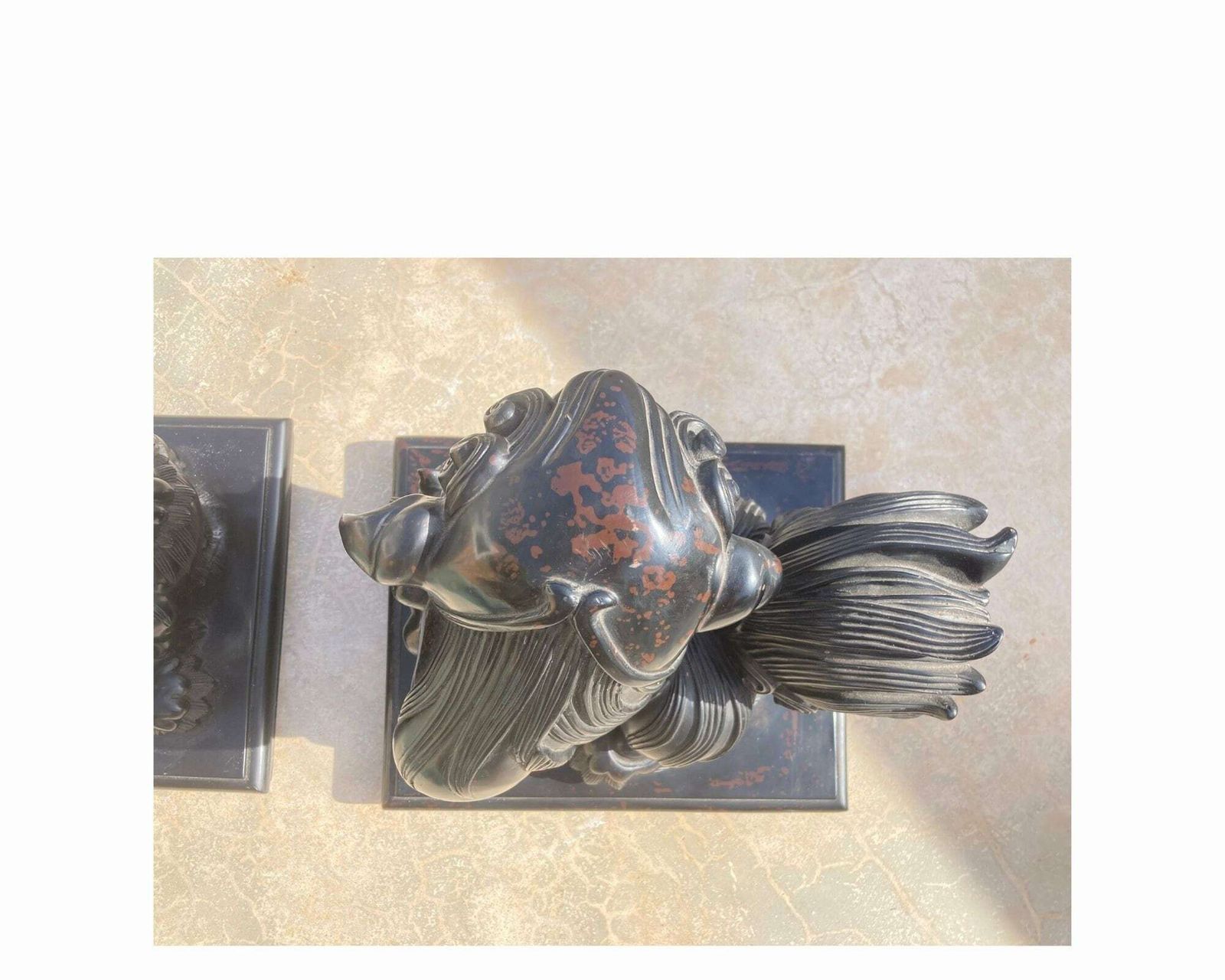 Japanese Foo Dogs | Pair (2) Of Lions With Child Statue | 13" Tall | Heavy Composite photo 1990.0