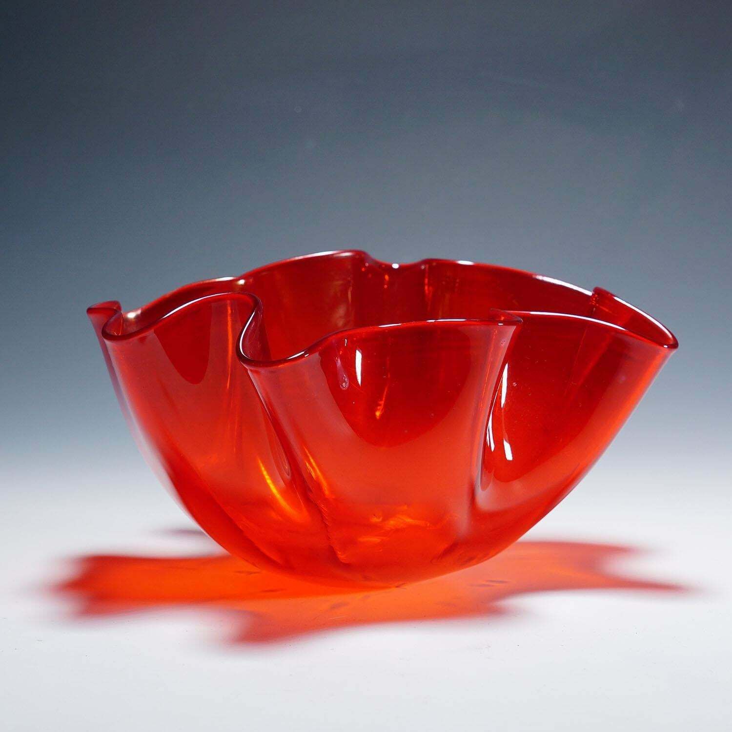 Venini Vase 'Fazzoletto' In Red, Venice Murano 1950s photo furniture