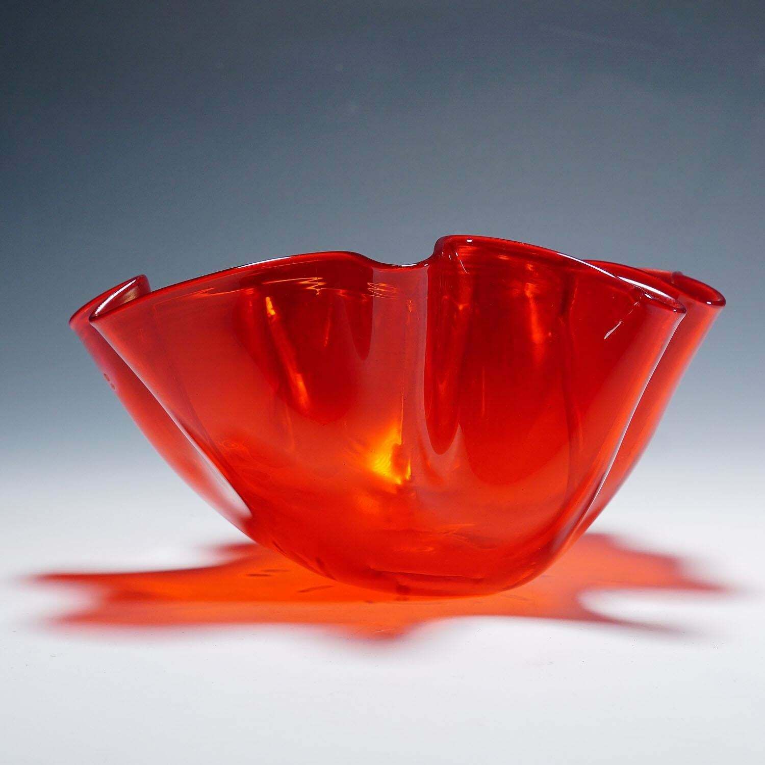 Venini Vase 'Fazzoletto' In Red, Venice Murano 1950s photo buy