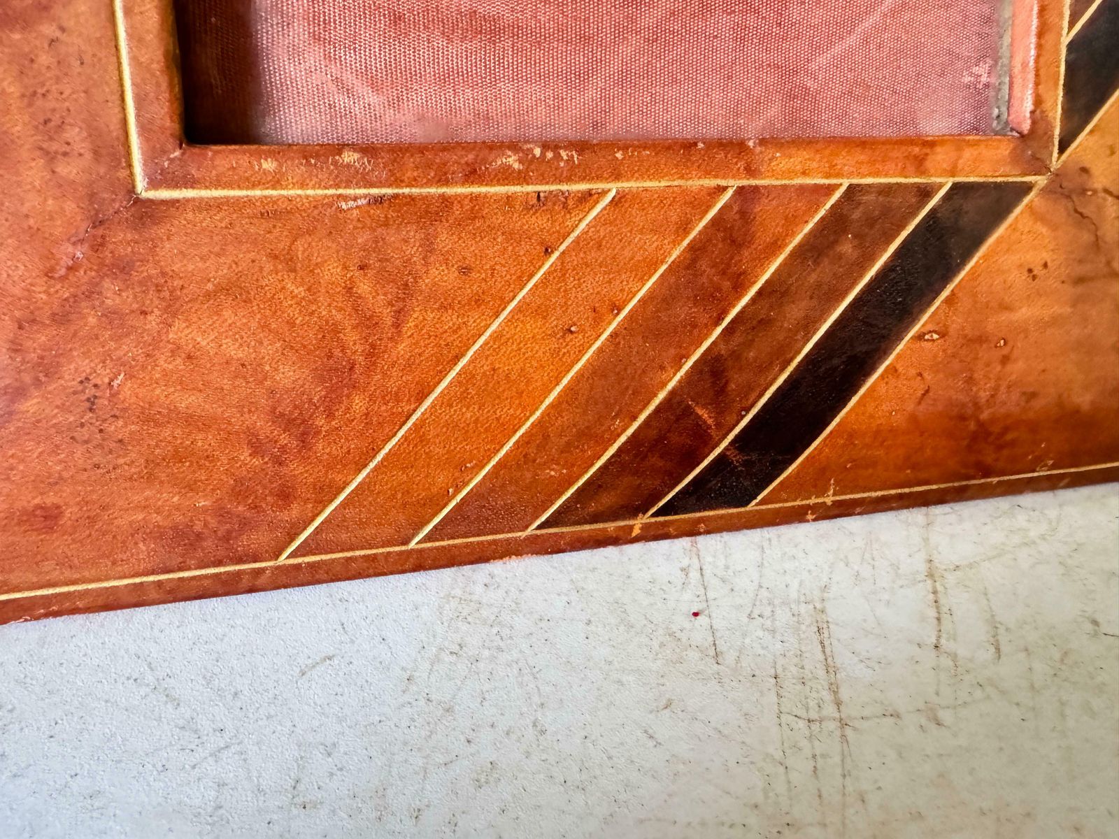 Jacques Adnet Style, Brown Leather Picture Frame, France 1940 photo vinterior