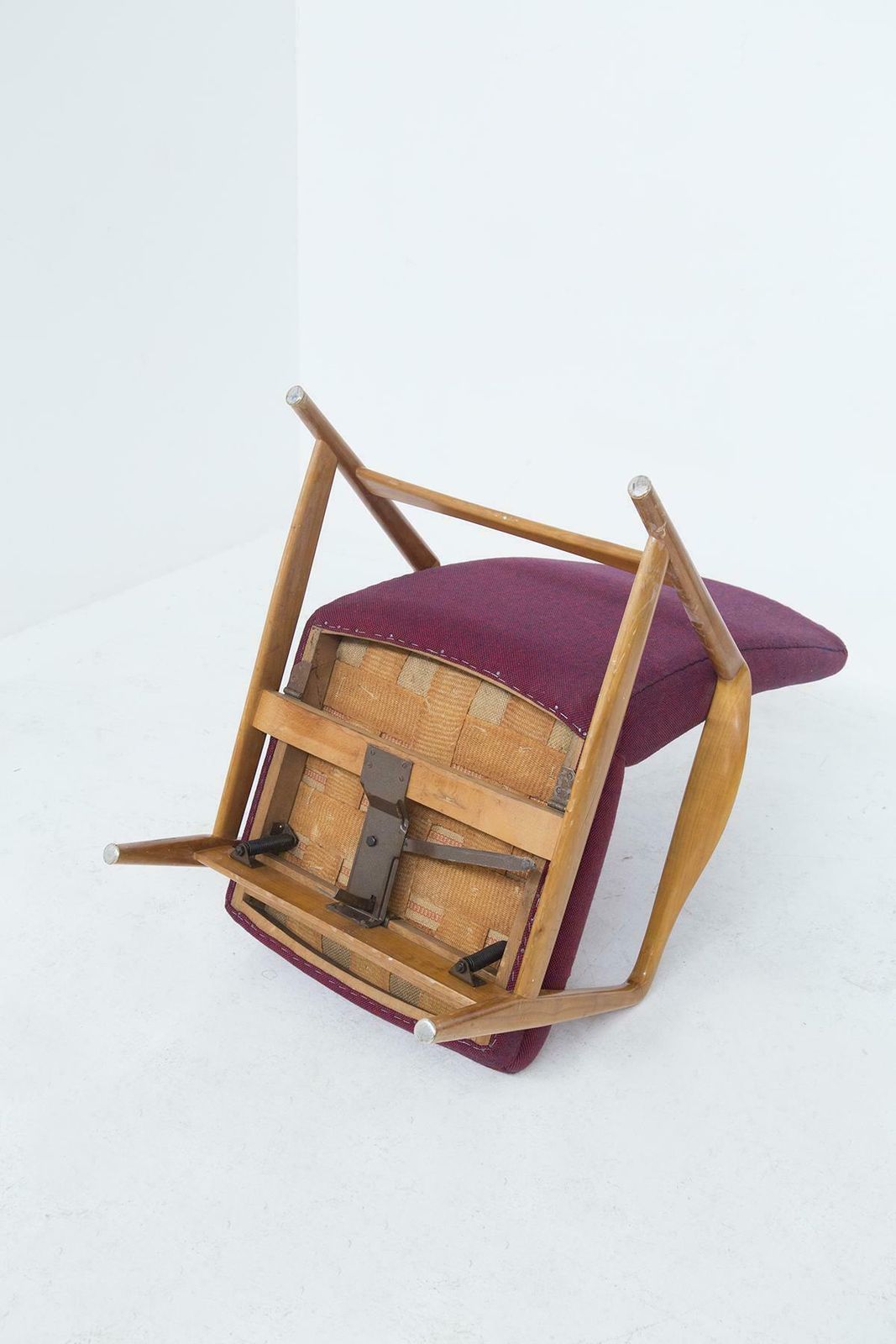 Vintage Reclining Armchair In Wood Attr Giò Ponti photo vinterior