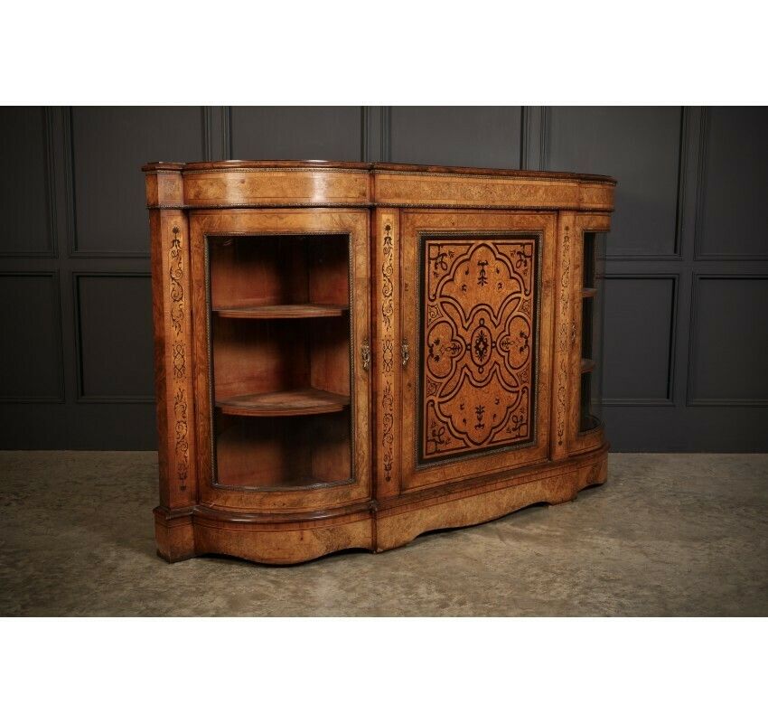 Victorian Burr Walnut Marquetry Inlaid Credenza photo furniture