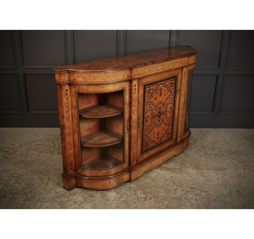Victorian Burr Walnut Marquetry Inlaid Credenza photo for sale