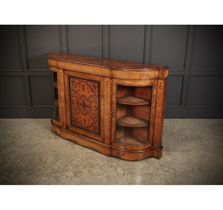 Furniture Victorian Burr Walnut Marquetry Inlaid Credenza photo