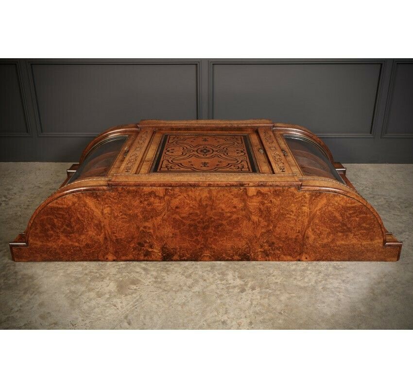 photo vintage Victorian Burr Walnut Marquetry Inlaid Credenza