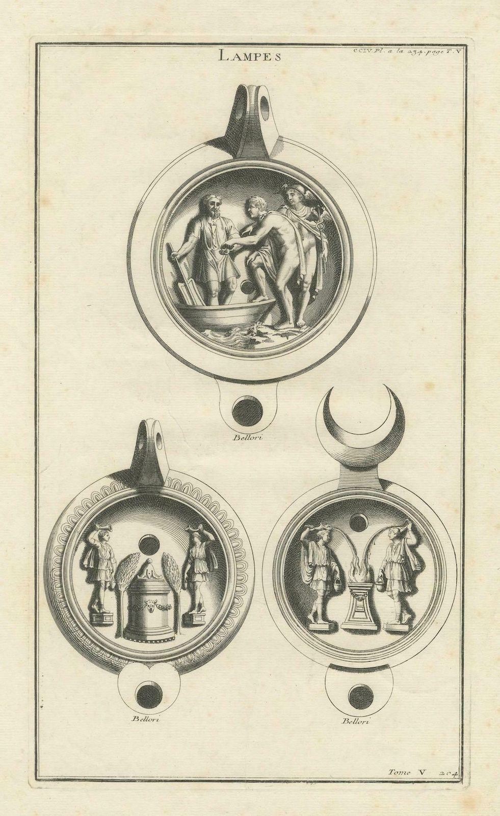 Ancient Lamps In Art: Montfaucon's 18th Century Engravings, Circa 1722 photo Art