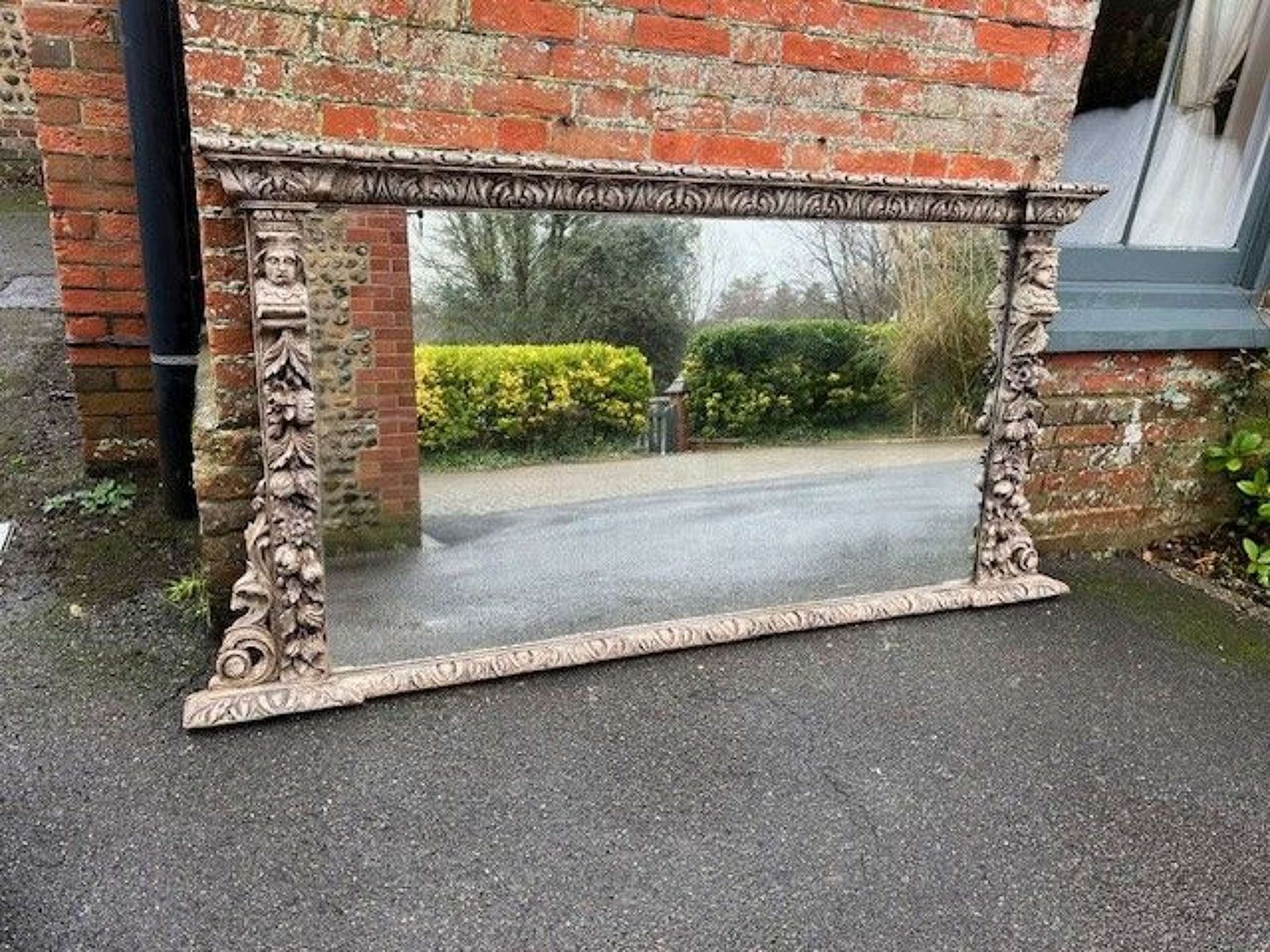 A Superb Large Antique English 19th C Ornate Carved Wood Framed Mirror photo vinterior