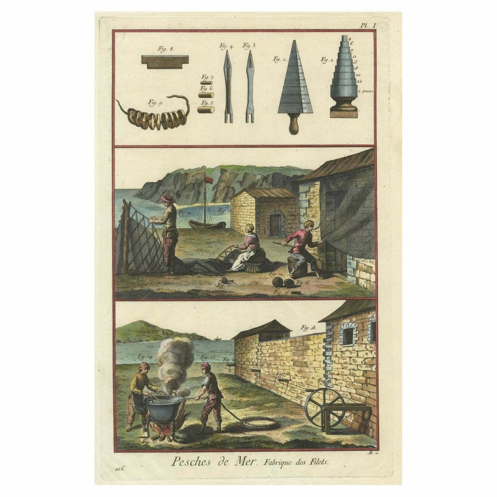 Vintage Net Crafting Elegance   1793 Panckoucke Fishing Series