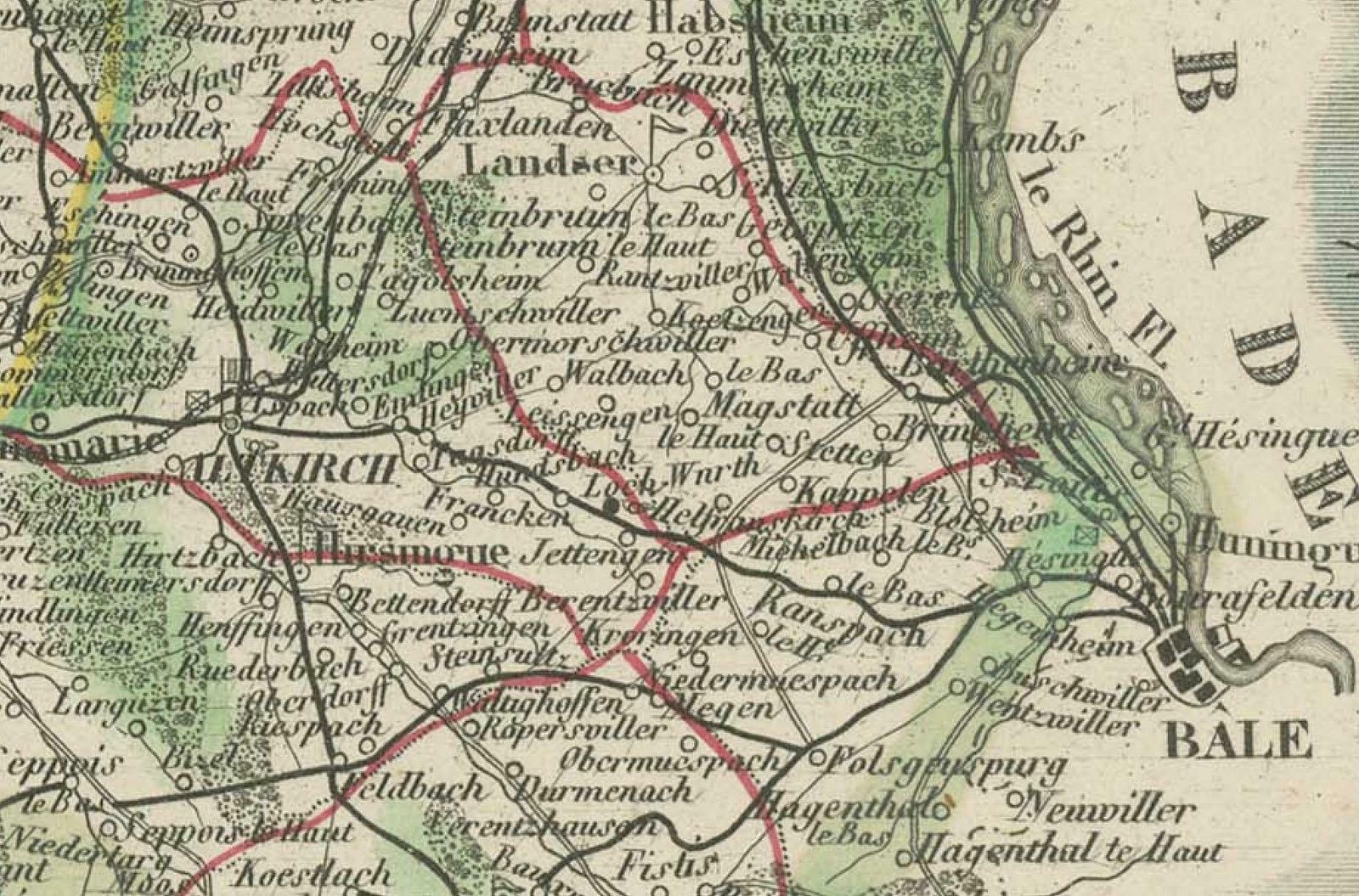 1852 Map Of Haut Rhin: An Illustrated Gateway To Alsace's Viticultural Splendors photo for sale