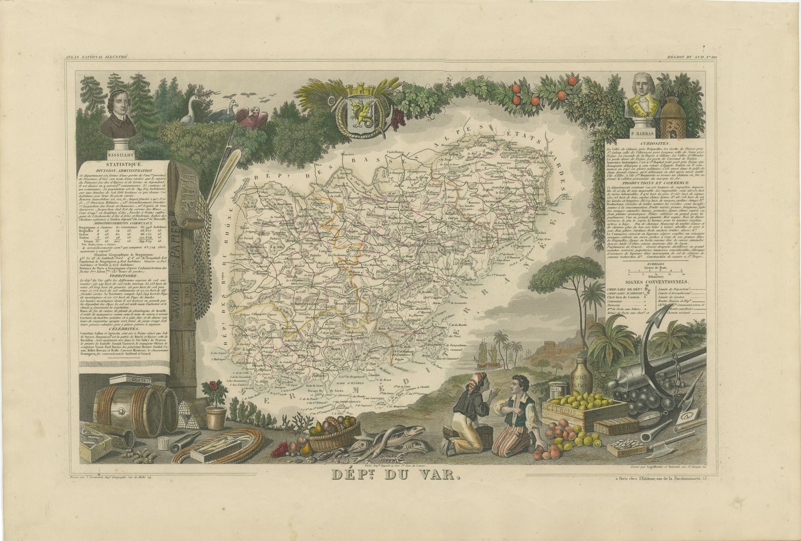 The Illustrated Map Of The Var Department From The Atlas National Illustré, 1856 photo furniture