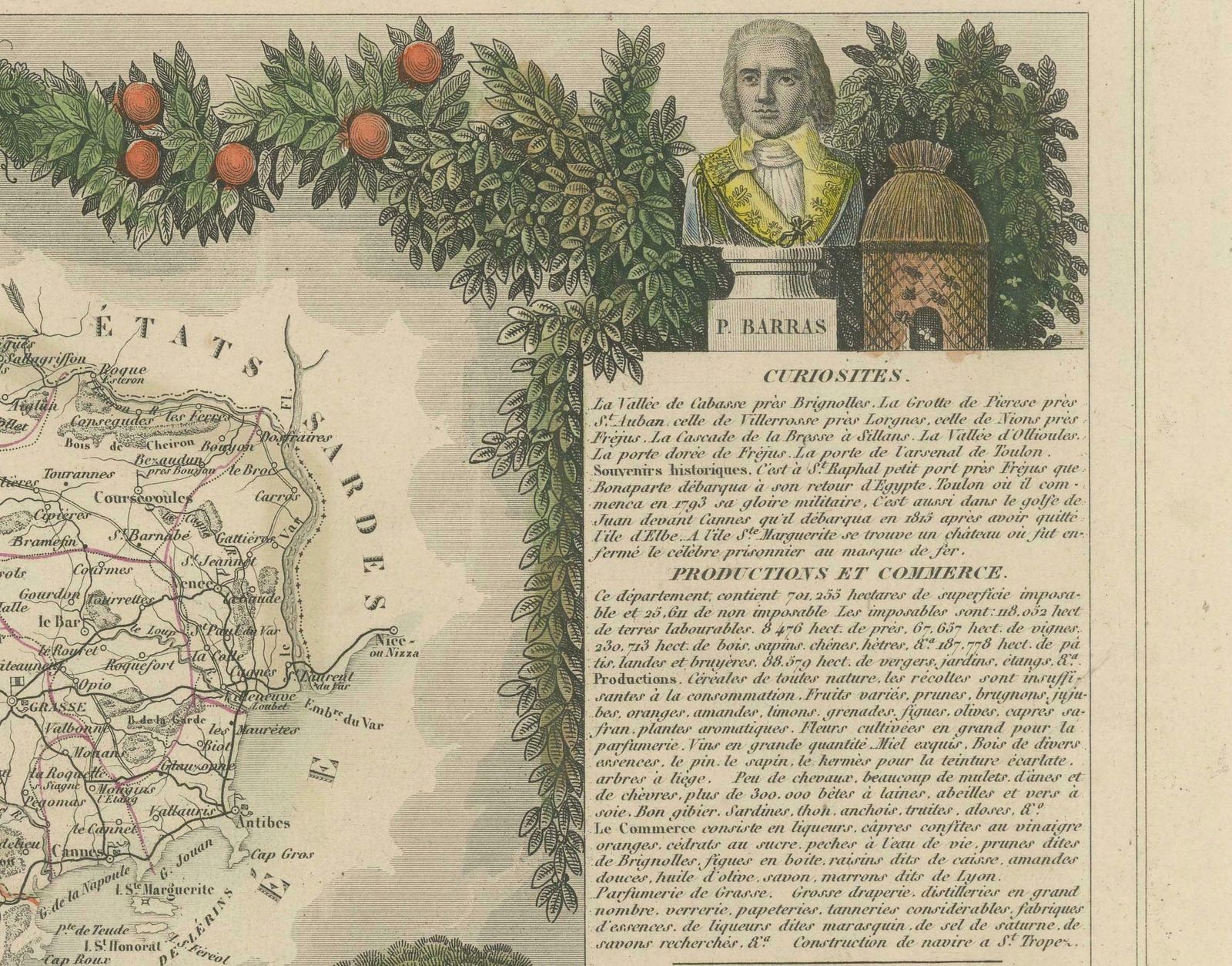 The Illustrated Map Of The Var Department From The Atlas National Illustré, 1856 photo Art