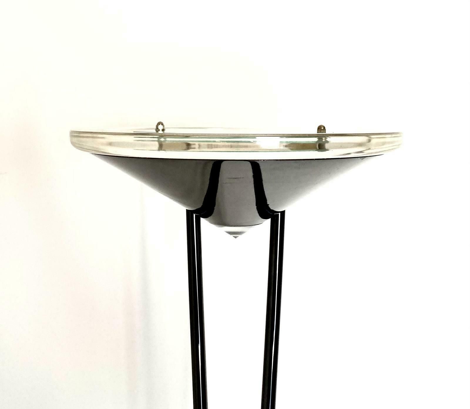 Steel Floor Lamp And Murano Glass Shade, Leucos, Italy 80s photo for sale