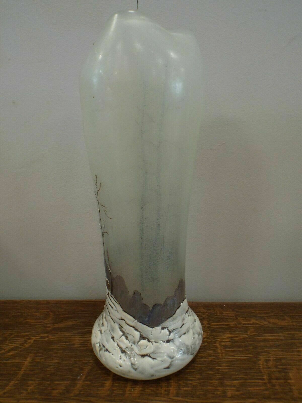 Large Antique Legras Winter Landscape Enamelled Vase photo furniture
