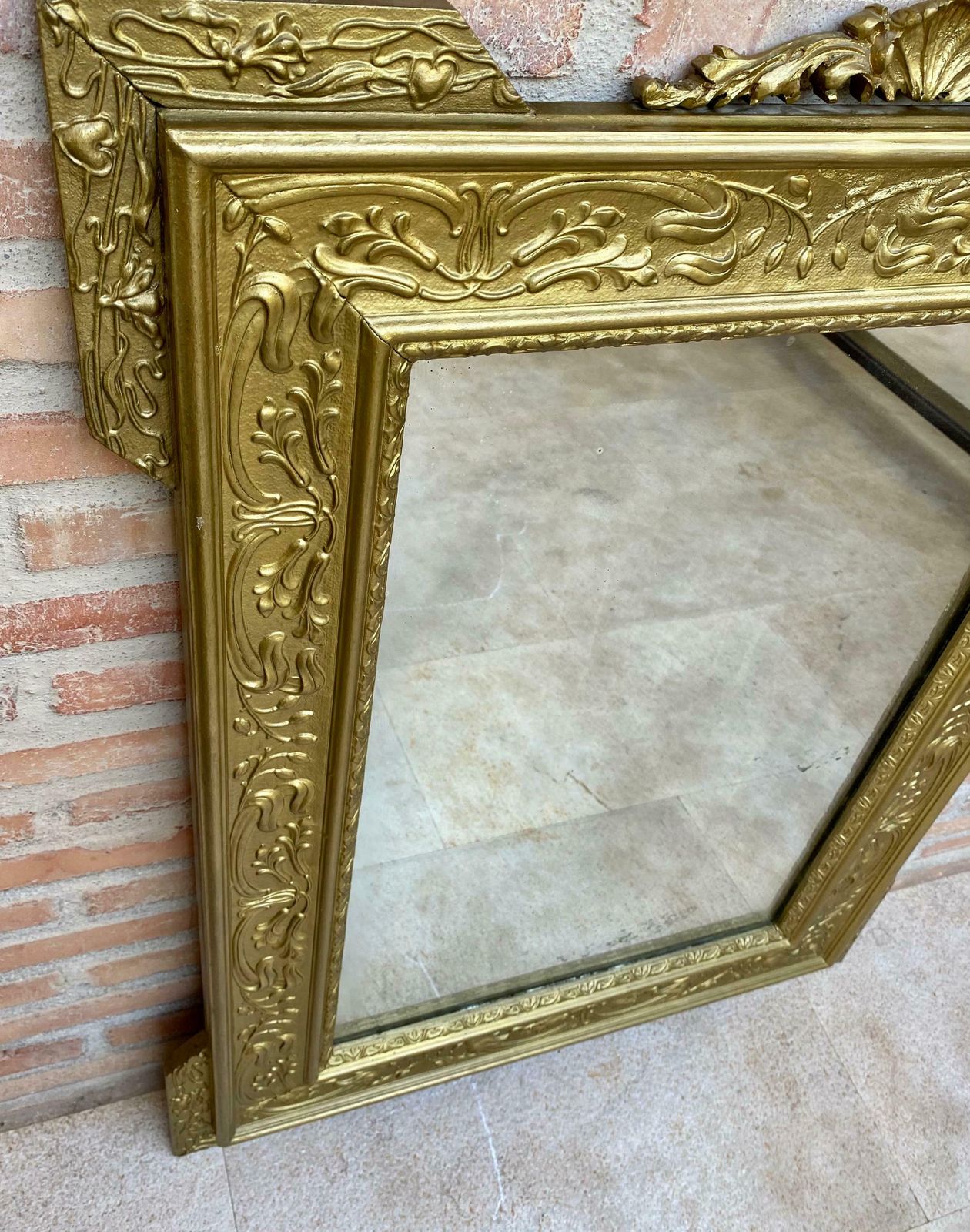 Miroir rectangulaire en bois sculpté à la main doré, 1960 photo buy