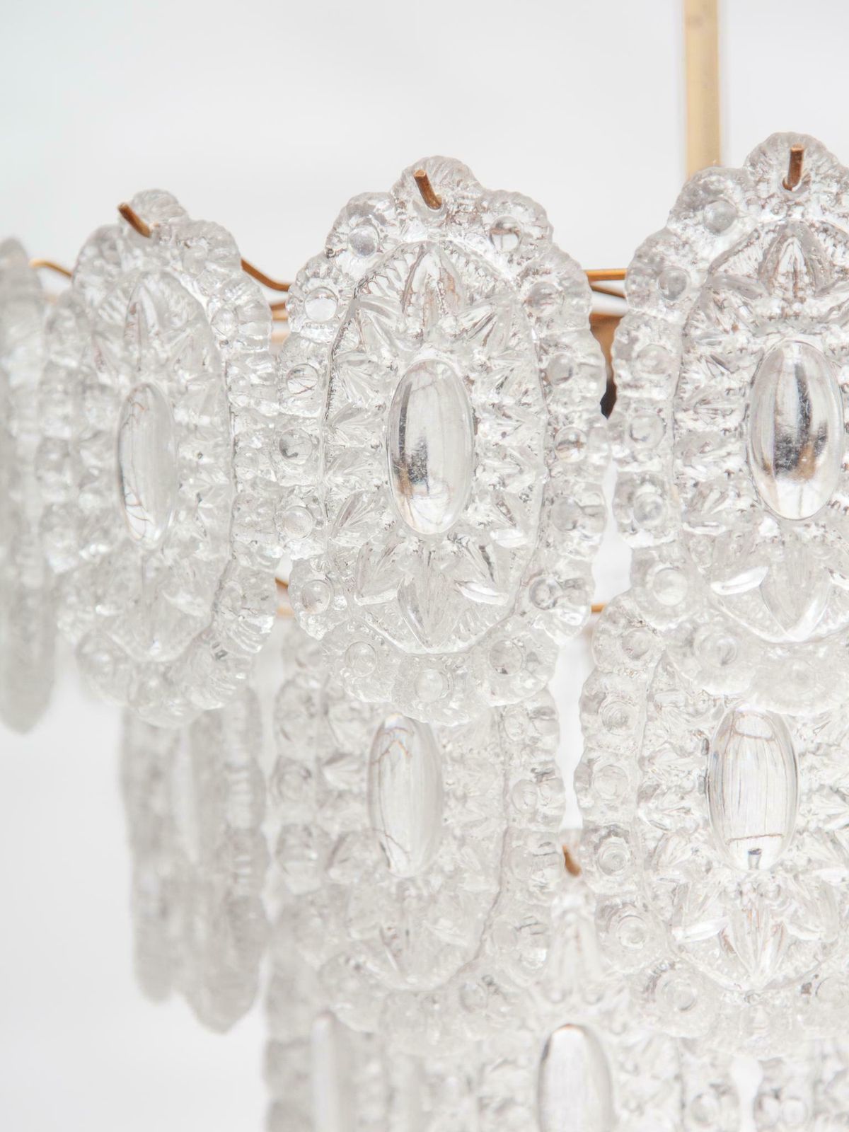 Massive Rosette Crystal Glass Chandelier, 1970s Belgium photo vintage