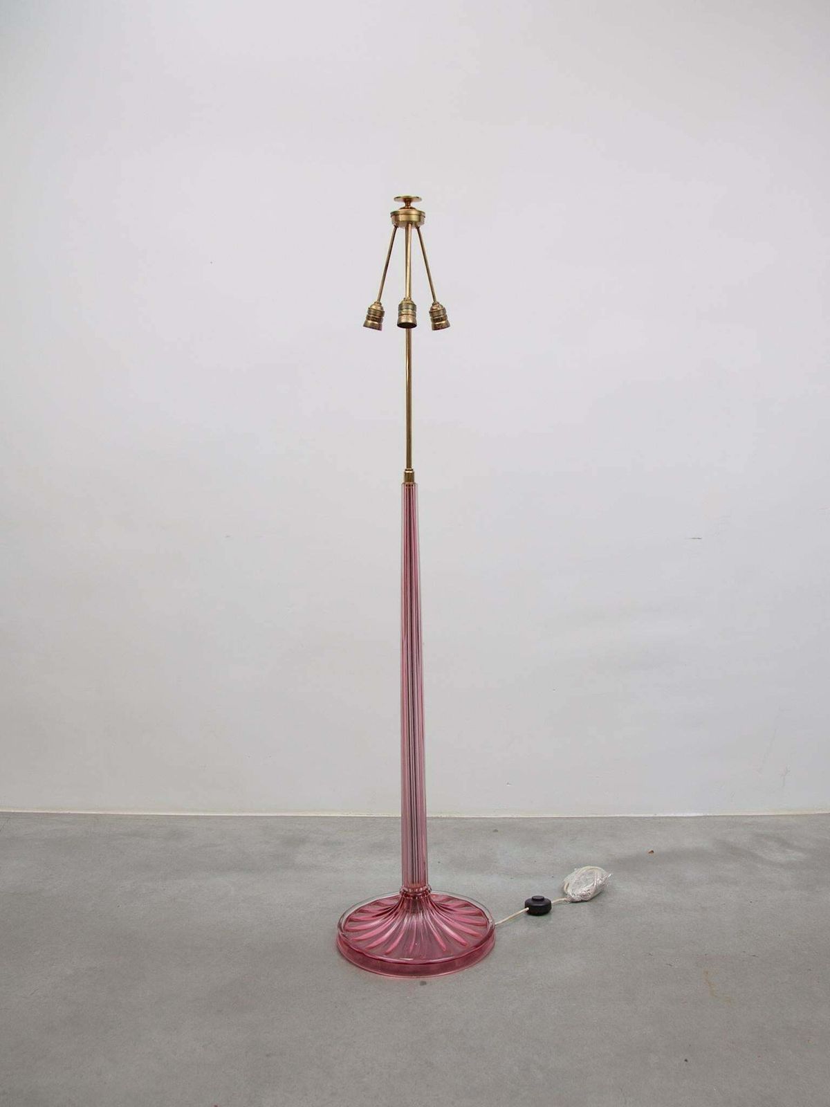 Barovier E Tosso Pink Art Glass Floor Lamp, Murano Blown Glass, 1950s, Italy photo for sale