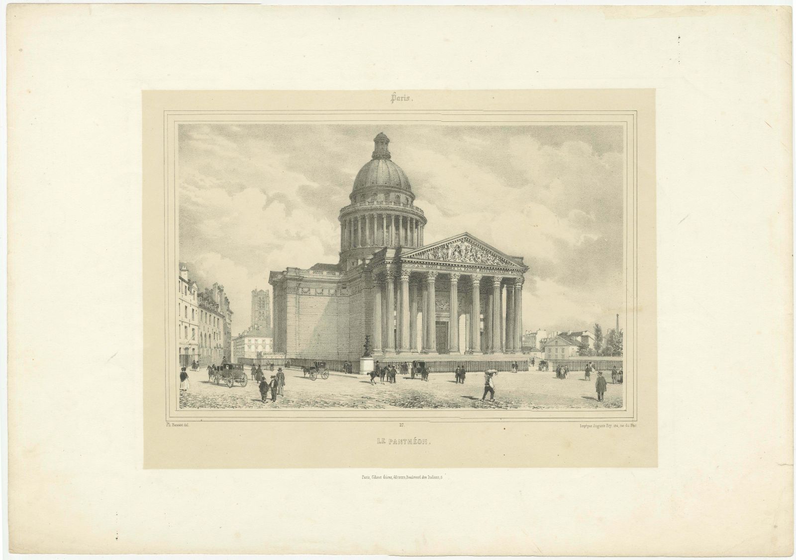 Decorative Engraved Panthéon Paris In The 1800s By Bry & Benoist photo buy