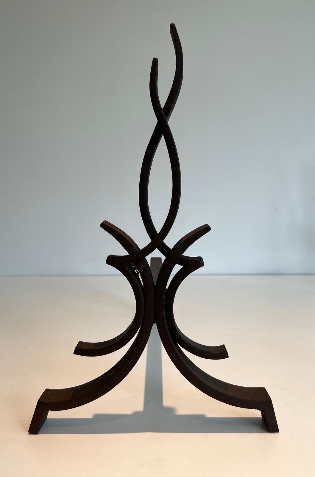 Pair Of Wrought Iron Andirons By Raymond Subes photo buy
