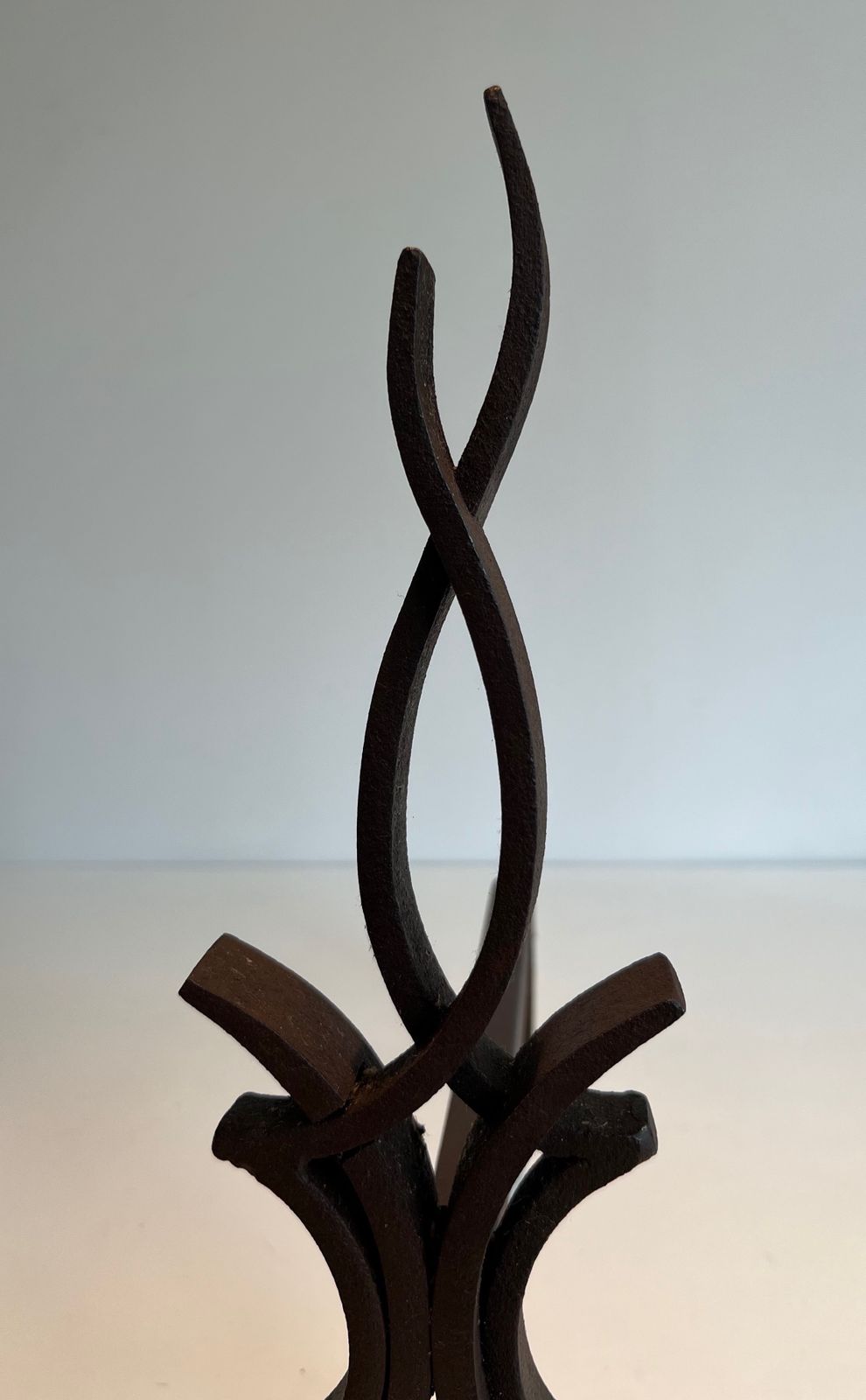 1650.0 Pair Of Wrought Iron Andirons By Raymond Subes photo