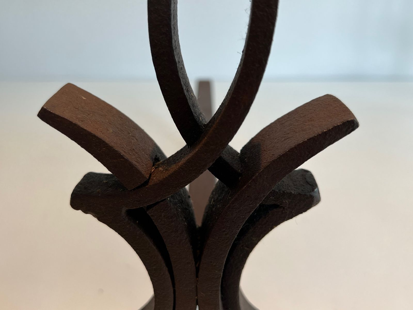 photo buy Pair Of Wrought Iron Andirons By Raymond Subes
