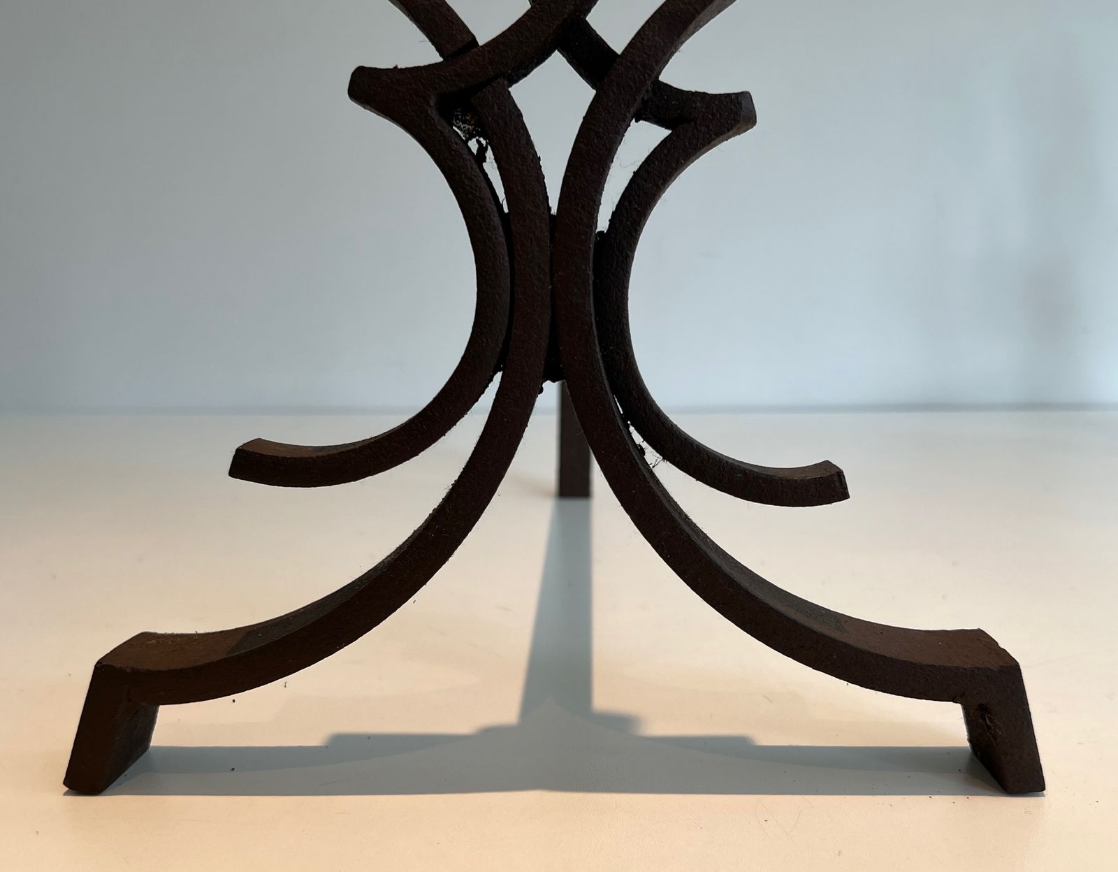 photo vintage Pair Of Wrought Iron Andirons By Raymond Subes