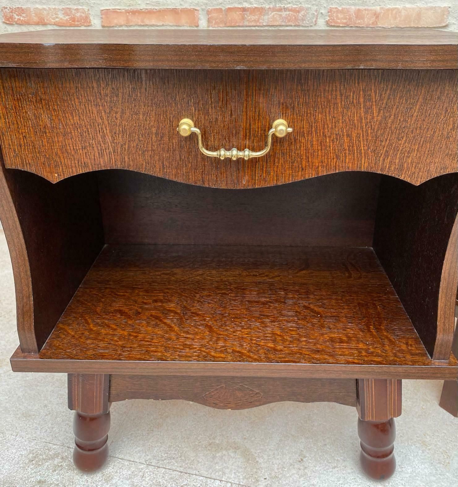 Tables de chevet mid-century en noyer, plateau en marbre, années 1950, lot de 2 photo buy