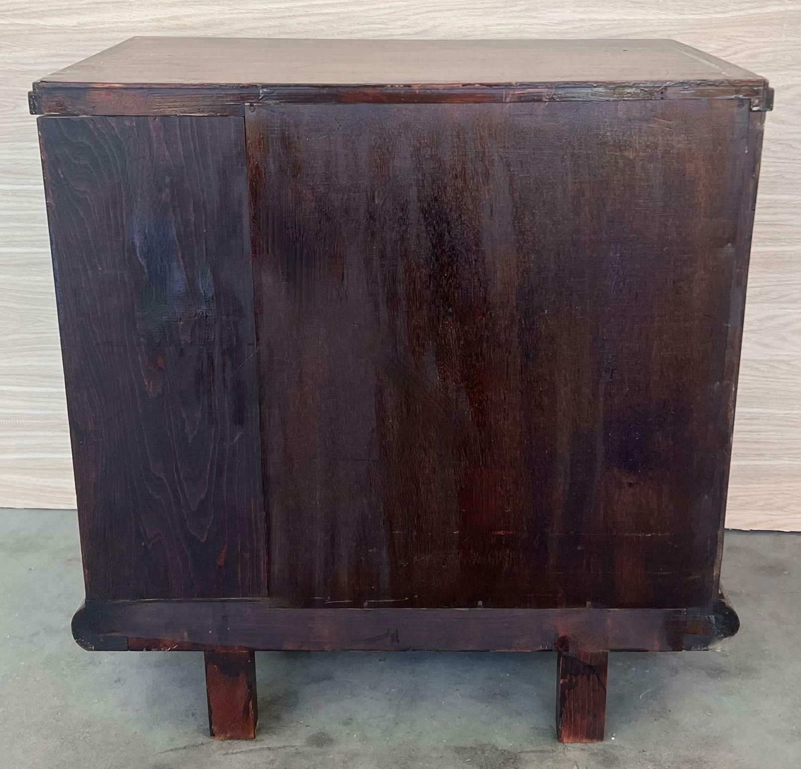 photo for sale Mid Century Walnut Nightstands With Drawers And Marble Tops, 1950s, Set Of 2