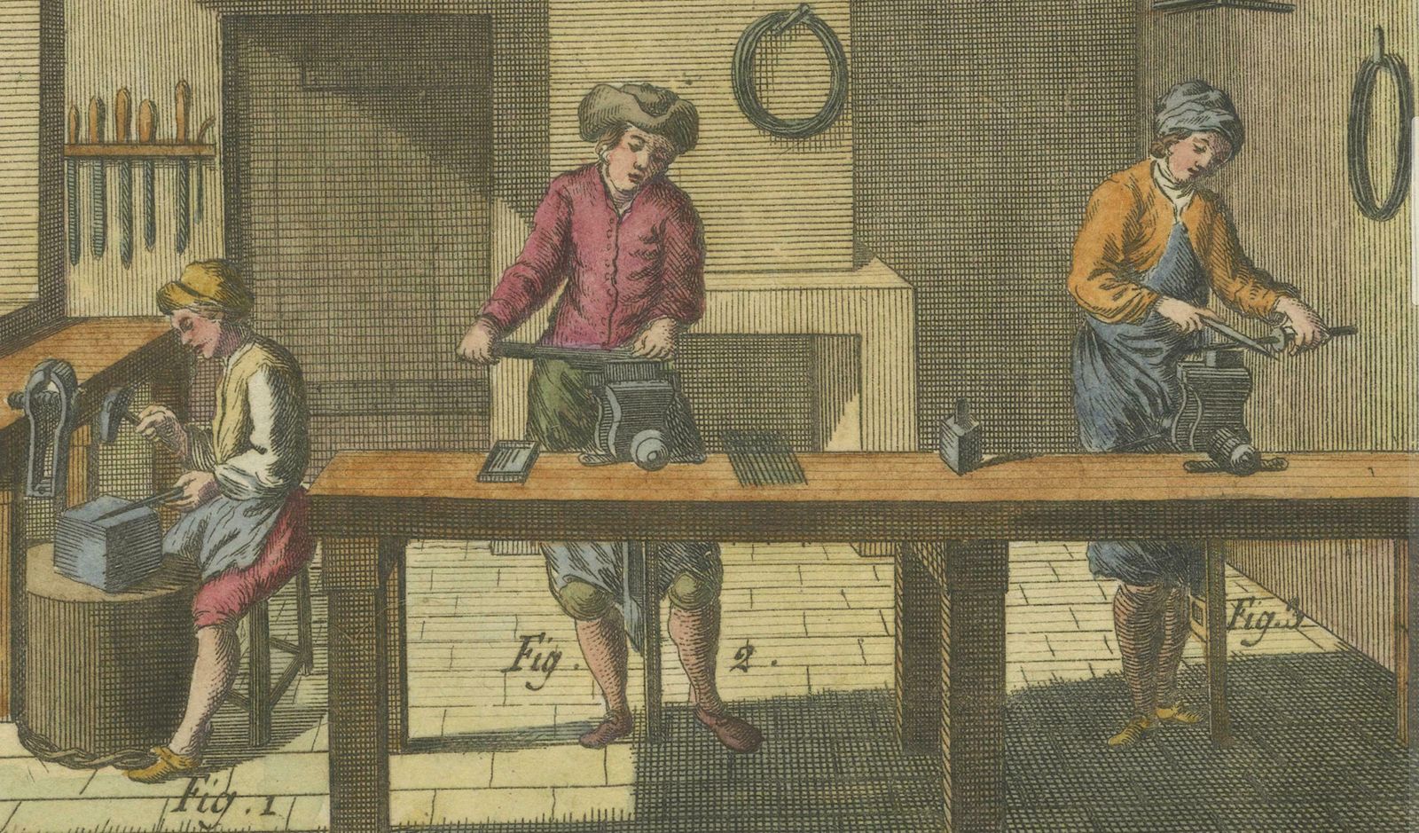 Manufacture Of Fish Hooks In The 18th Century Engraved, 1793 photo for sale