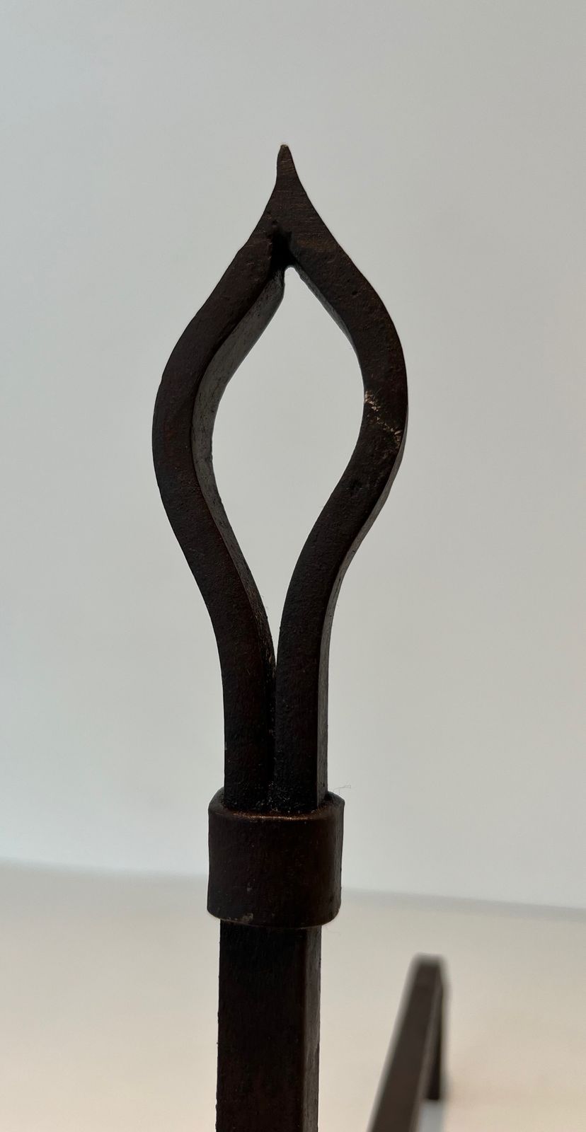 photo furniture Pair Of Modernist Wrought Iron Andirons