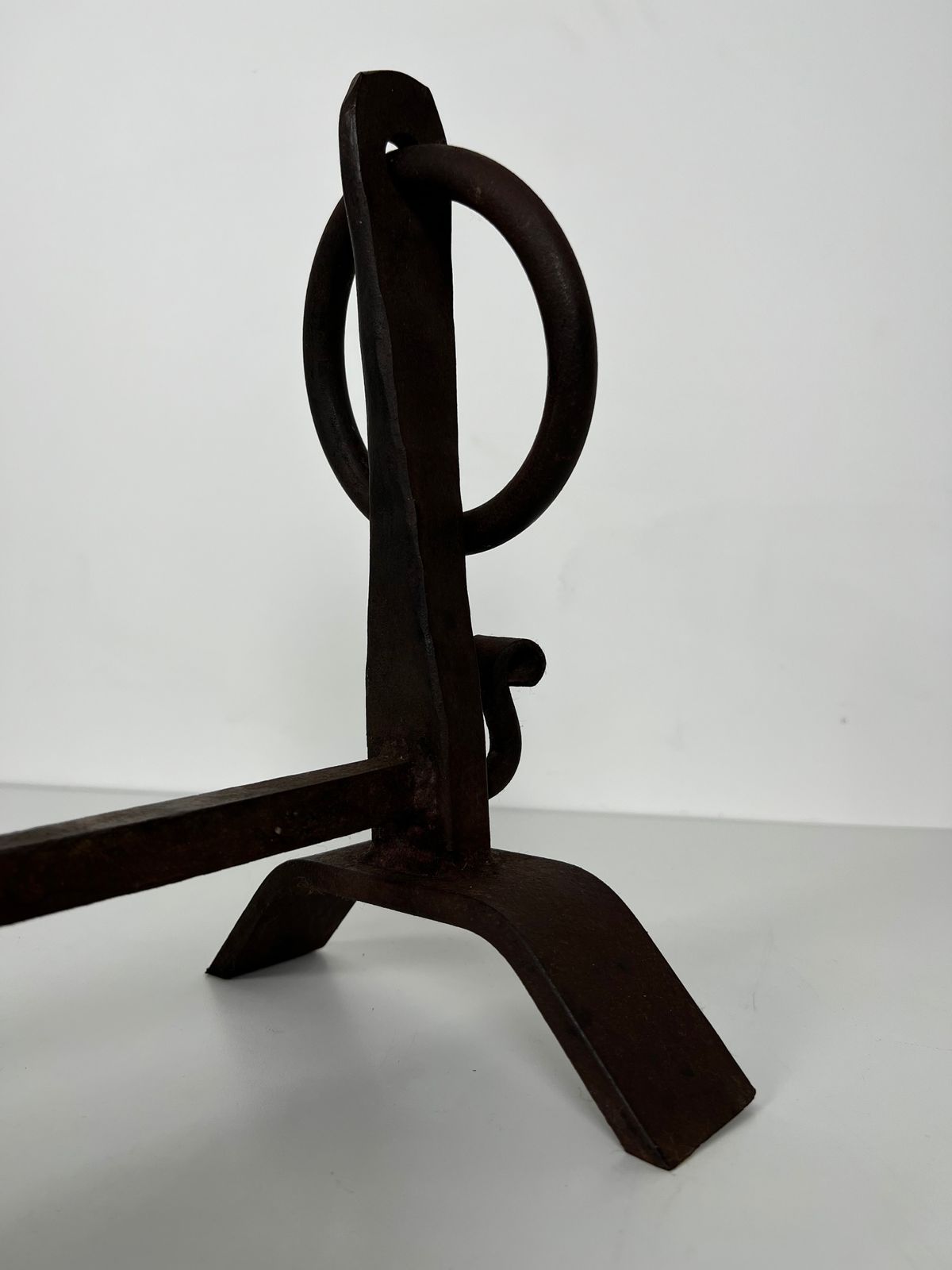 Pair Of Modernist Wrought Iron Andirons In The Taste Of Jacques Adnet photo buy