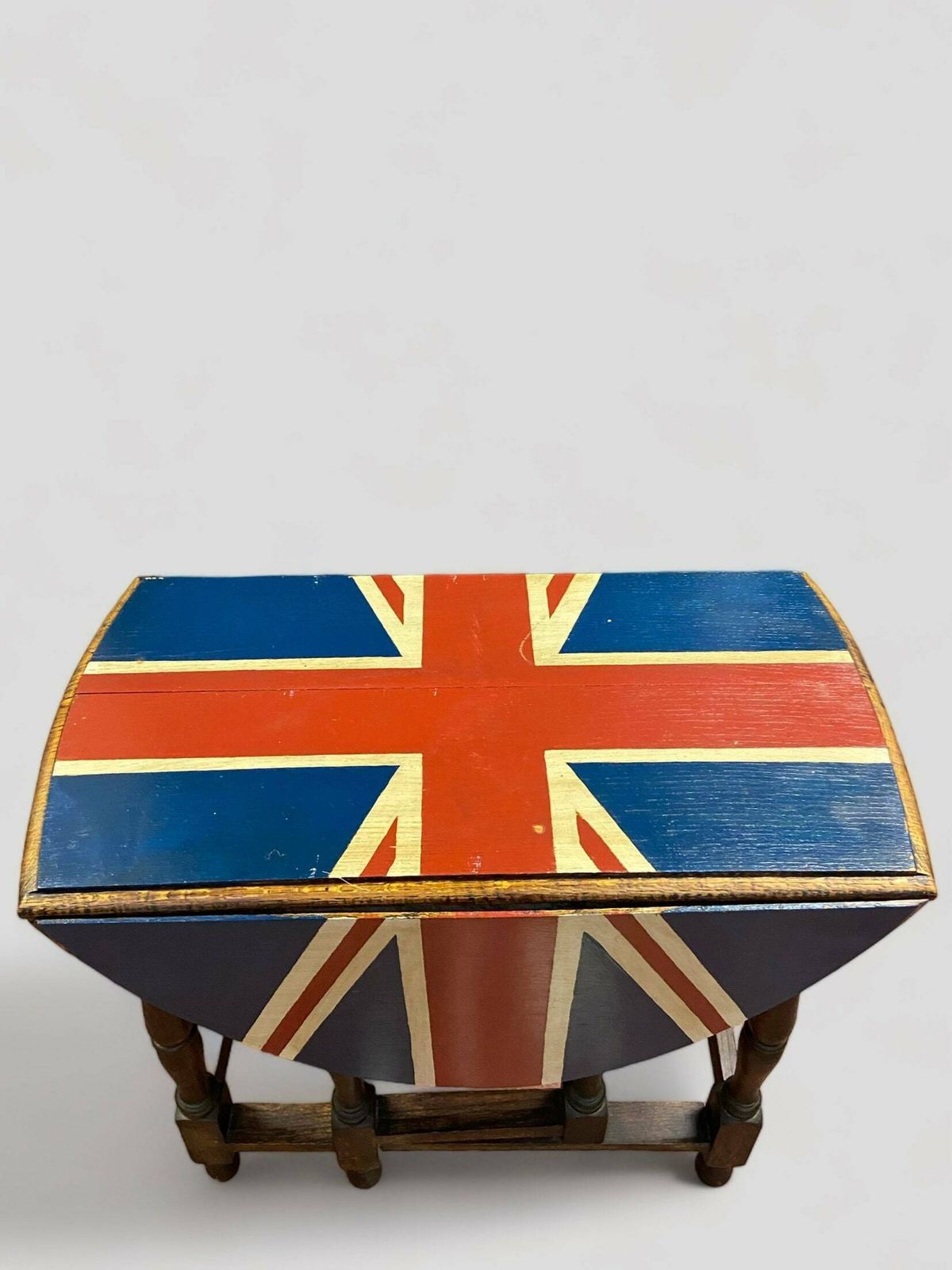 Antique Oak Drop Leaf Table / Union Jack Decor / Made In England Circa 1900 photo buy