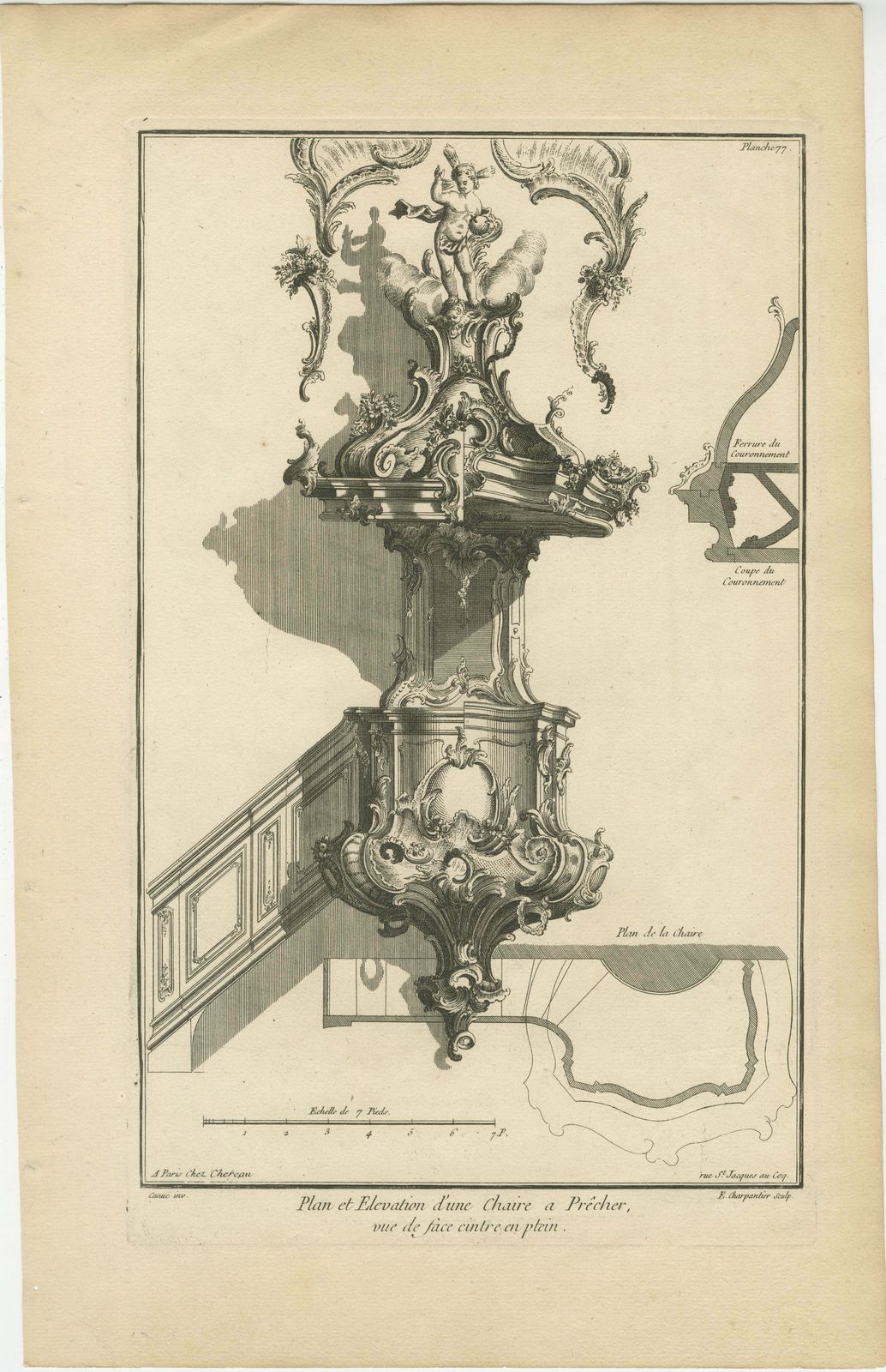 Original Antique Baroque Sermon Pulpit With Full Arch Elevation, Circa 1740 photo furniture