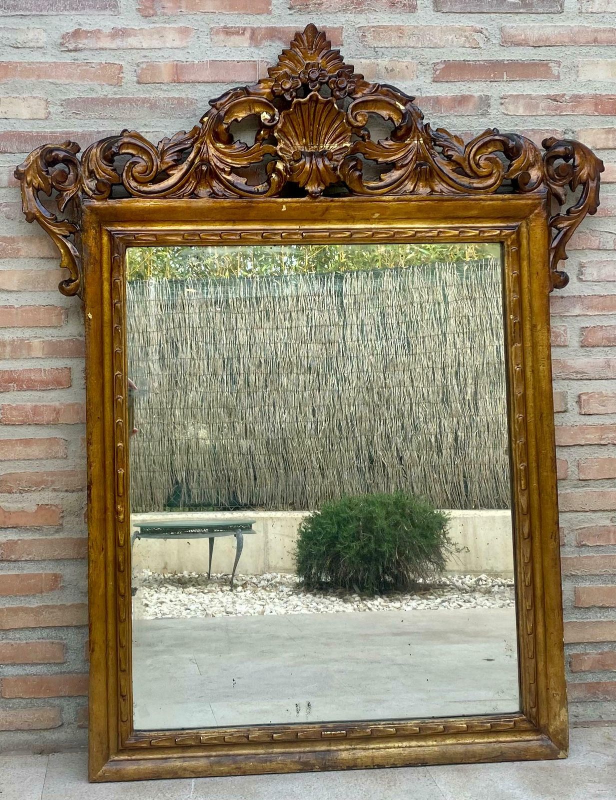 Miroir mural français en bois, début du XXe siècle, années 1920 photo vintage