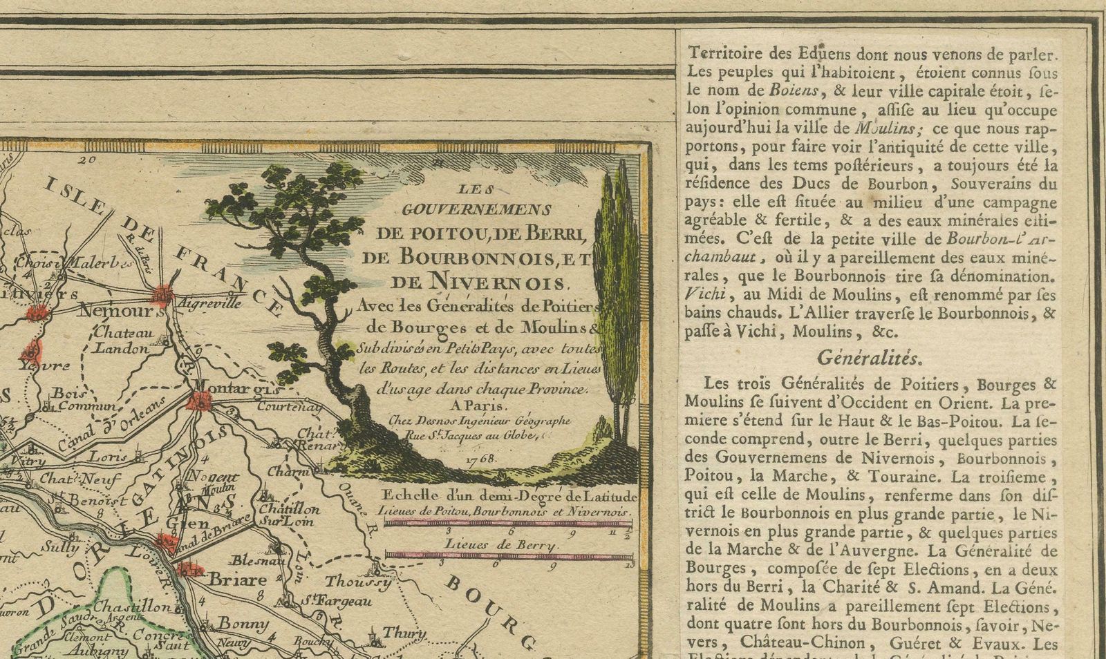 Old Map Of Part Of France: Poitou, Berry, Bourbonnais, And Nivernais In 1768 photo Art