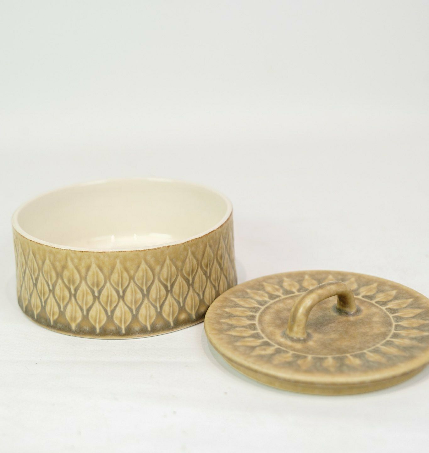 Bowl With Lid In Ceramic Stoneware  From The Relief Series By Jens Quistgaard For Bing And Grøndahl photo Home Decor