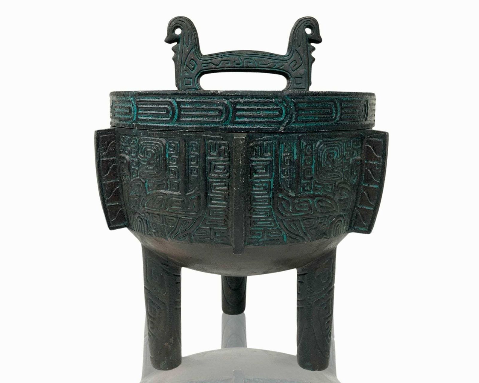 James Mont Style Ice Bucket | Verdigris Asian Style | Mid Century