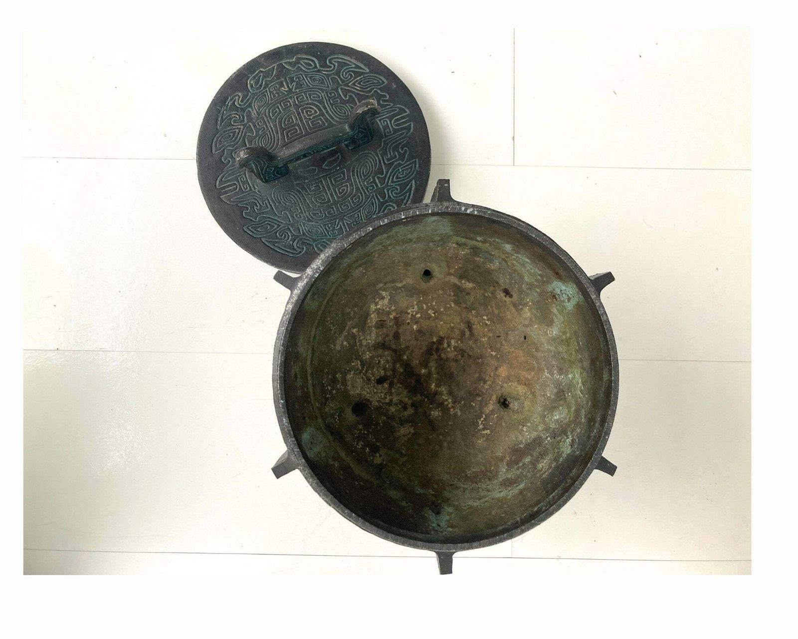 James Mont Style Ice Bucket | Verdigris Asian Style | Mid Century photo Home Decor
