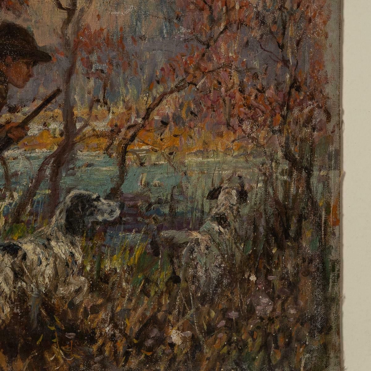 photo for sale Antique 20thc Framed Hunting Scene Oil On Canvas By Frederick Thomas Daws C.1923
