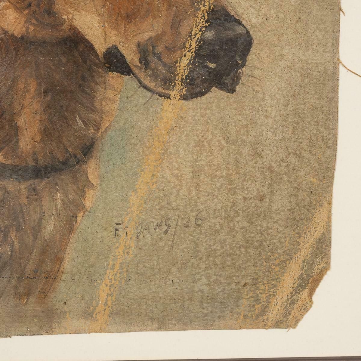 Antique 20thc Framed German Shepherd Oil On Canvas By Frederick T. Daws C.1926 photo for sale