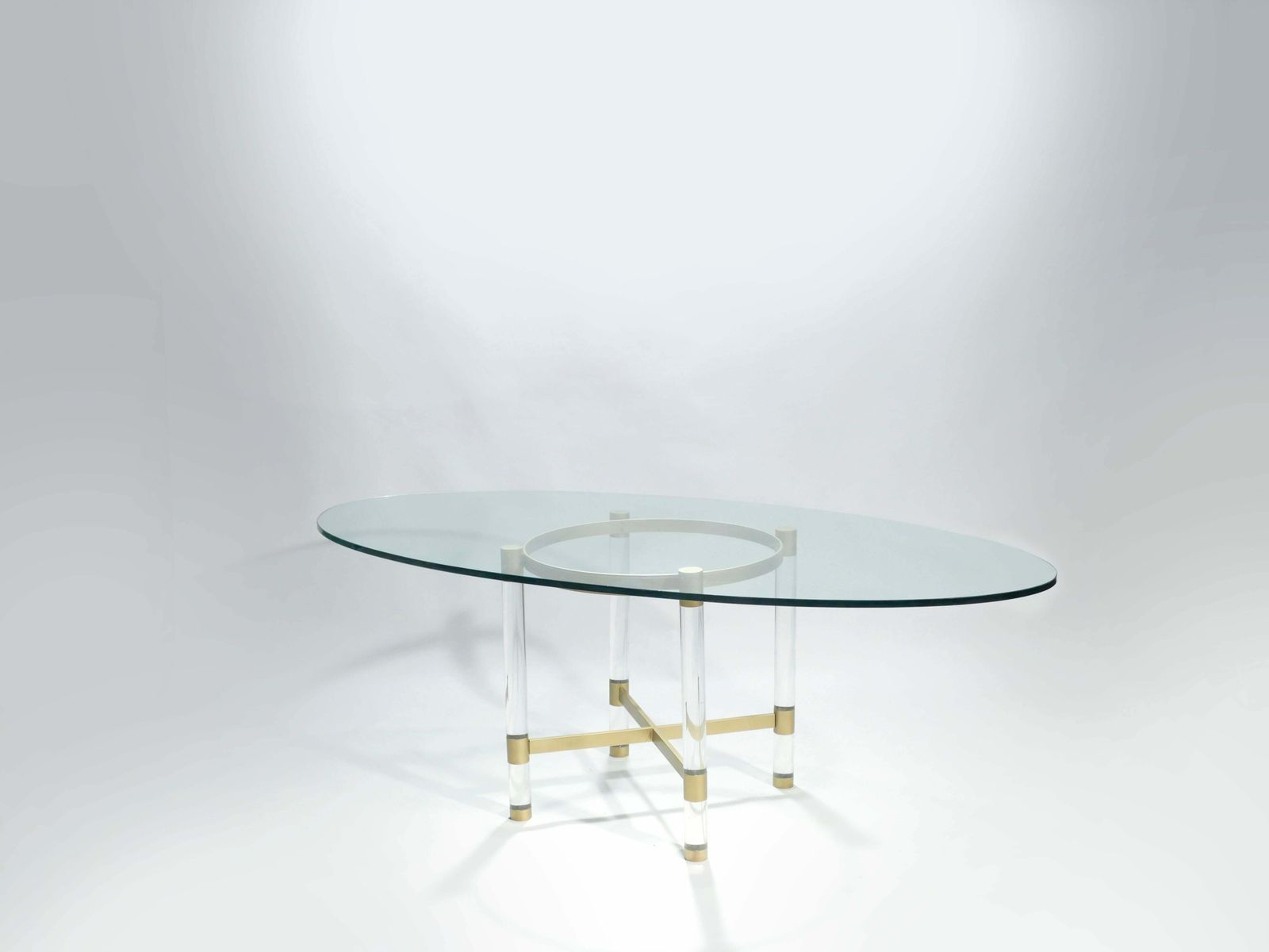 Table à manger en laiton et Lucite par Sandro Petti pour Metalarte, années 1970 photo vintage